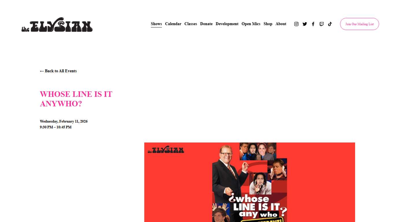 Whose Line Is It Anywho? — The Elysian