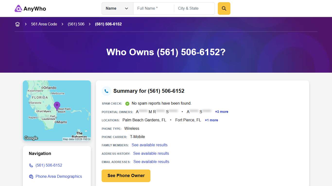(561) 506-6152 | Reverse Phone Lookup | Anywho